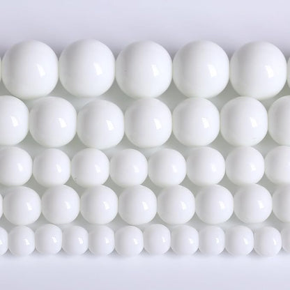8MM Natural Stone White Porcelain Agate Beads Round Loose Stone Beads for Jewelry and Bracelets Making 90pcs 2 Strands 32"