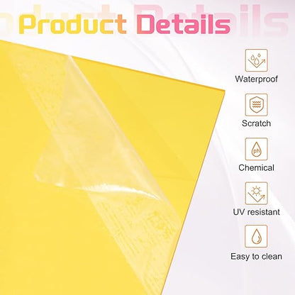 uxcell 3Pcs Acrylic Sheets 8x8 Inch Acrylic Panel 1/8 Inch-3mm Plastic Board for Picture Frames Sign Holders DIY Display Projects Craft, Clear Yellow