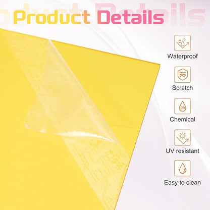 uxcell 4Pcs Acrylic Sheets 8x8 Inch Acrylic Panel 1/8 Inch-3mm Plastic Board for Picture Frames Sign Holders DIY Display Projects Craft, Clear Yellow