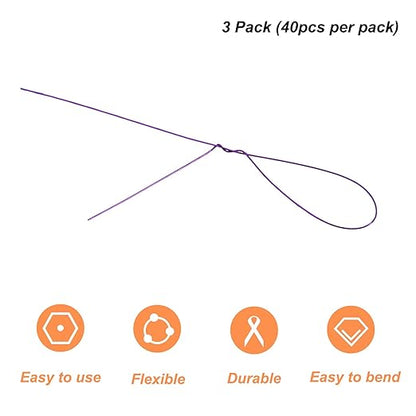PATIKIL 32 Inch 22 Gauge Floral Stem Wire, 3 Pack/120 Pieces Bouquet Stem Paper Wrapped for DIY Crafts Flower Arrangements, Purple