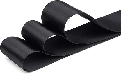 Humphrey's Craft 2 Inch Black Double Faced Satin Ribbon - 20 Yards for Gifts Wrapping DIY Bows Wedding Bouquet Cutting Ceremony Decoration Christmas Tree.