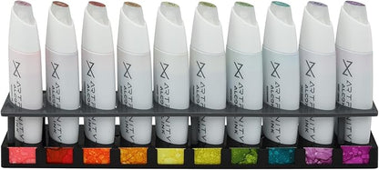 Artfinity Alcohol Ink Sweet Tooth Set of 10 Colors (25 ml) with Free Acrylic Stand - for Painting or Alcohol Marker Refill Ink, Acid-Free, Fast-Drying, Permanent, Transparent, Swatch Template