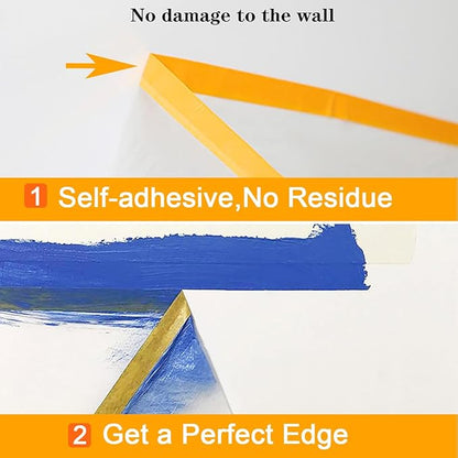 3 Pack Protective Masking Film with Tape 5 x 65 Ft Car Painters Plastic Sheeting Roll Tape and Drape Masking Film for Automotive Painting Covering Frames, Furniture, Auto Body