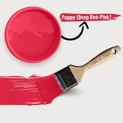 Chalky Chicks All-in-One Chalk Paint for Furniture or Cabinet - 8 Fl Oz - Matte Finish Poppy (Deep Red-Pink) for Metal, Wood Furniture Paint - No Sanding All-in-One for Home Decor & Crafts, USA Made