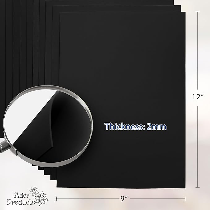 Black EVA Foam Sheets for Crafts, 15 Pack, 9 x 12 Inch, 2mm Thickness – Ideal for DIY Arts and Crafts, Foam Paper for Kids, Cosplay and Costumes
