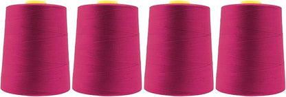 Mandala Crafts 4 Pack of Serger Threads Cones Spools - 20S/2 24000 Yards Polyester Magenta Threads for Sergers Machine and Overlock Quilting Sewing Machine