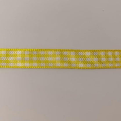 Yellow and White Gingham Plaid Checked Ribbon 25 Yards Per Roll Checkerd Craft 100% Polyester (3/8", Yellow)