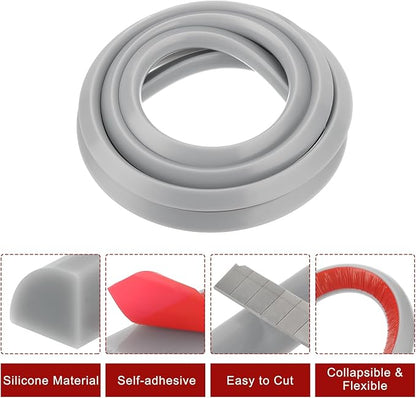 uxcell Flexible Molding Trim, 118 Inch Flexible Quarter Round Molding Silicone Peel and Stick Trim Self Adhesive Shower Water Barrier for Corner Decor Bathroom Kitchen, Grey
