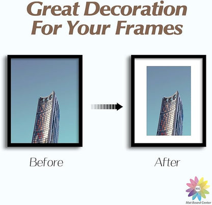 MBC MAT BOARD CENTER, 10 Pack 16x20 for 11x17 White Picture Mats Frame Mattes, Bevel Cut, Acid Free, 4-ply Thickness