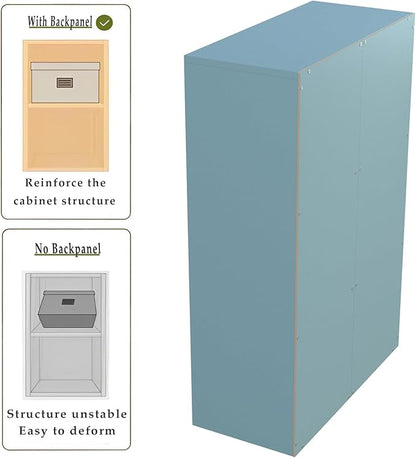 6-Cube Storage Shelf Bookcase - Wooden 3-Tier Floor Standing Open Bookshelf for Home and Office, Display Cabinet, Light Blue