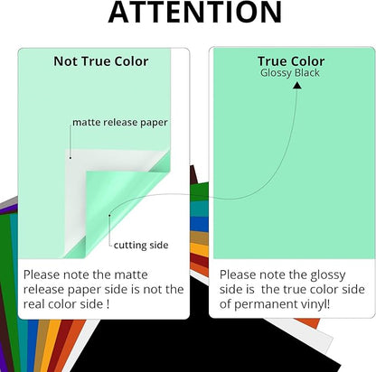 HTVRONT Mint Permanent Vinyl for Cutting Machine,12 Pack Permanent Bundle,10 Mint Vinyl Sheets 12" x 12" & 2 Transfer Tape Sheets for Party Decoration, Sticker, Craft Cutter, Car Decal (Glossy)