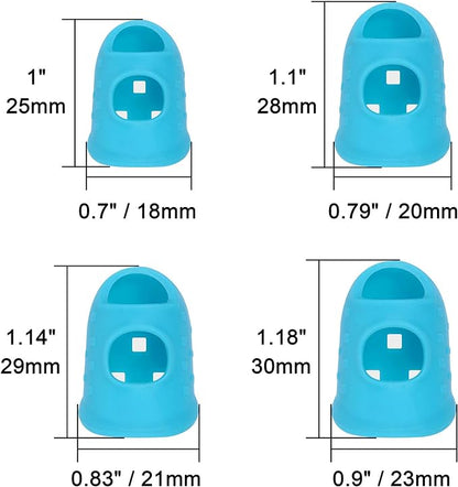 Wisdompro 16 Pcs Finger Tips, 4 Sizes Silicone Thimble Fingertip Grips Thumb Protectors Pads Cover for Hand Sewing, Paper Sorting, Page Turning, Money Counting, Guitar Playing - Blue, Aqua