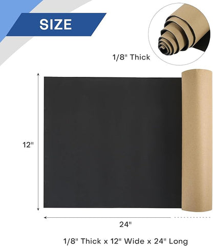 MYFULLY Sponge Neoprene Roll with Adhesive, Waterproof Foam Rubber Sheet Cut to Multiple Dimensions and Lengths for Shock Pad, Gaskets, DIY, Crafts (1/8" Thick x12 Wide x 24" Long)