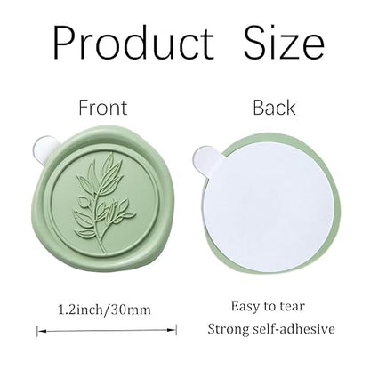 PONATIA Sage Green Wax Seal Stickers - 50 Pcs Self- Adhesive Wedding Invitation Seal Stickers, Perfect for Invitation Cards, Envelopes, Christmas Cards, Gift Wrapping, Party Menu Décor