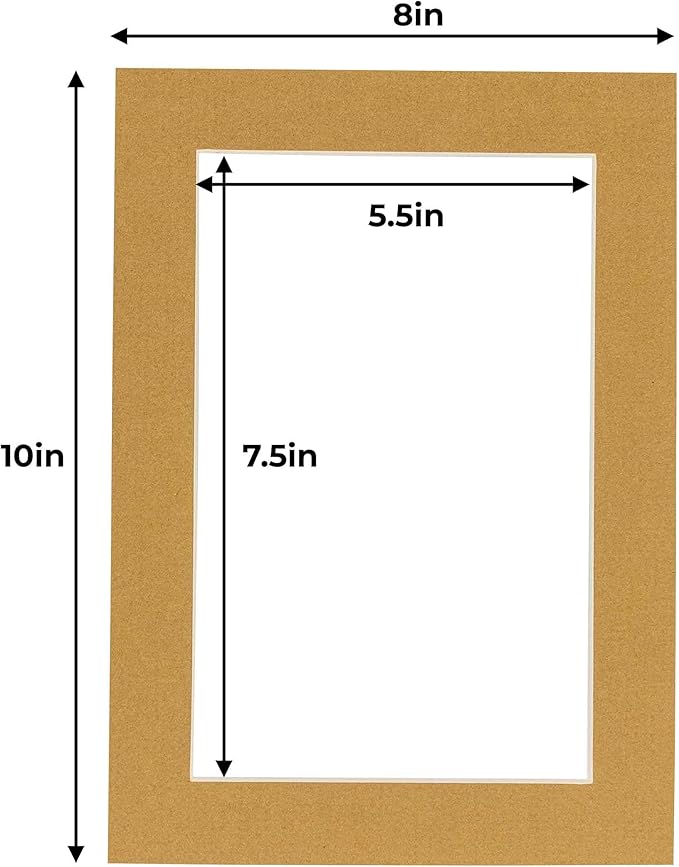 6x8 Mat for 8x10 Frame - Precut Mat Board Acid-Free Show Kit with Backing Board, and Clear Bags Rattan Beige 6x8 Photo Matte Made to Fit a 8x10 Picture Frame Matboard for Framing, Pack of 100 Mats