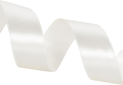 1 Inch Ivory Solid Satin Ribbon, 50 Yards Craft Fabric Ribbon for Gift Wrapping Floral Bouquets Wedding Party Decoration