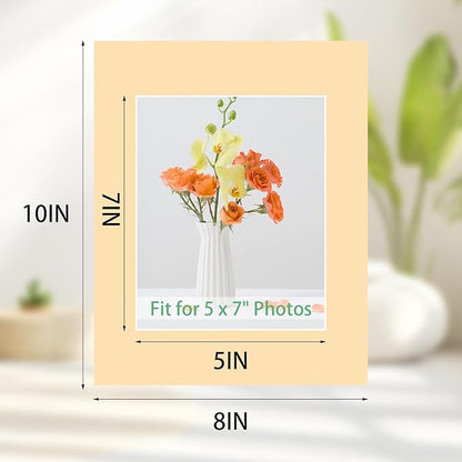 Prudiut 15 Pack 8x10 Picture Mats, Mixed Colors Frame Mattes for 5x7 Pictures Photo Frame Mat Core Bevel Cut Mat Board Show Kit for Photos, Prints, Artworks