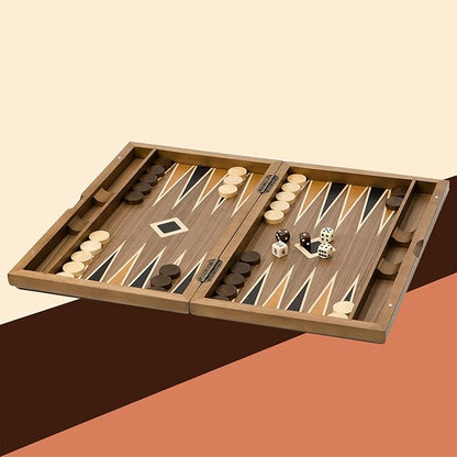 GSE Games & Sports Expert Premium Wooden Folding Inlay Backgammon Board Set, Classic Traditional Strategy Board Games (Star- 17 Inches)