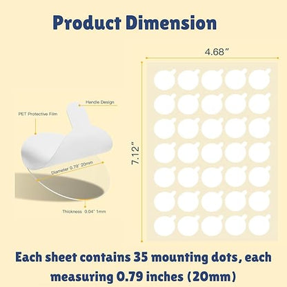 105pcs Double Sided Sticky Dots –Easy to Peel Sticky Dots,Clear Removable Sticky Tack Double Sided Tape Dots for Crafts, Posters, Balloons, and DIY Projects