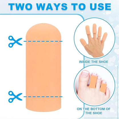 PATIKIL Gel Finger Cots 2"x0.79", 14 Pcs Silicone Finger Protector Support Finger Sleeve Cushions Thumb Protector Covers Fingertip Caps Gloves for Finger Cracking, Beige