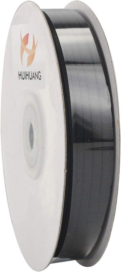 HUIHUANG Solid Color Satin Ribbon 1/8 inch x 100 Yards Roll Ribbon Thin Black Satin Ribbon for Crafts Sewing Gift Wrapping DIY Bows (Black)