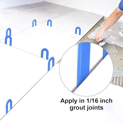 DGSL Tile Leveling System Tile Spacers 1/16 Inch, 1000 pieces Horseshoe Shim U Shape Plastic Tile Leveling Clips for Various Types of Tile Leveling (Blue)