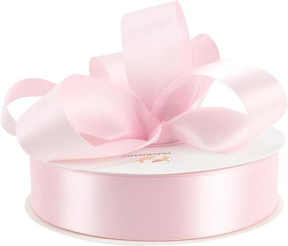 HUIHUANG Pink Satin Ribbon 1-1/2 inch x 100 Yards Light Pink Double-Faced Satin Ribbon for Flower Bouquet, Gift Wrapping, Eternal Roses, DIY Crafts, Bridal Shower Wedding Decor