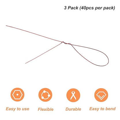 PATIKIL 32 Inch 24 Gauge Floral Stem Wire, 3 Pack/120 Pieces Bouquet Stem Paper Wrapped for DIY Crafts Flower Arrangements, Red