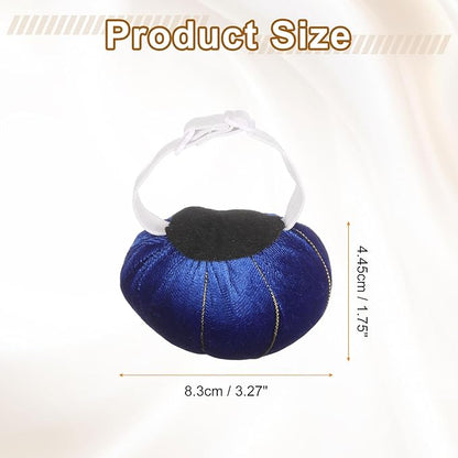 HARFINGTON Wrist Pin Cushion Wristband Sewing Pincushion Polyester Pin Holder Wearable Pumpkin Shaped Needles Wristband with 100 Head Needles for Sewing Quilting DIY Crafts, Blue