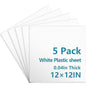 5 Pack White Plastic Sheets 12x12x0.04in Flexible High Tensile Plastic Sheets Hard Plastic Panel for DIY Materials Handicrafts Home Decoration