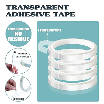 4 Rolls 10mm x33m(108ft) Clear Heat Tape,Transparent High Temperature Heat Resistant Tape,Heat Transfer Tape for Heat Press and Sublimation,Heat Transfer Vinyl,No Residue