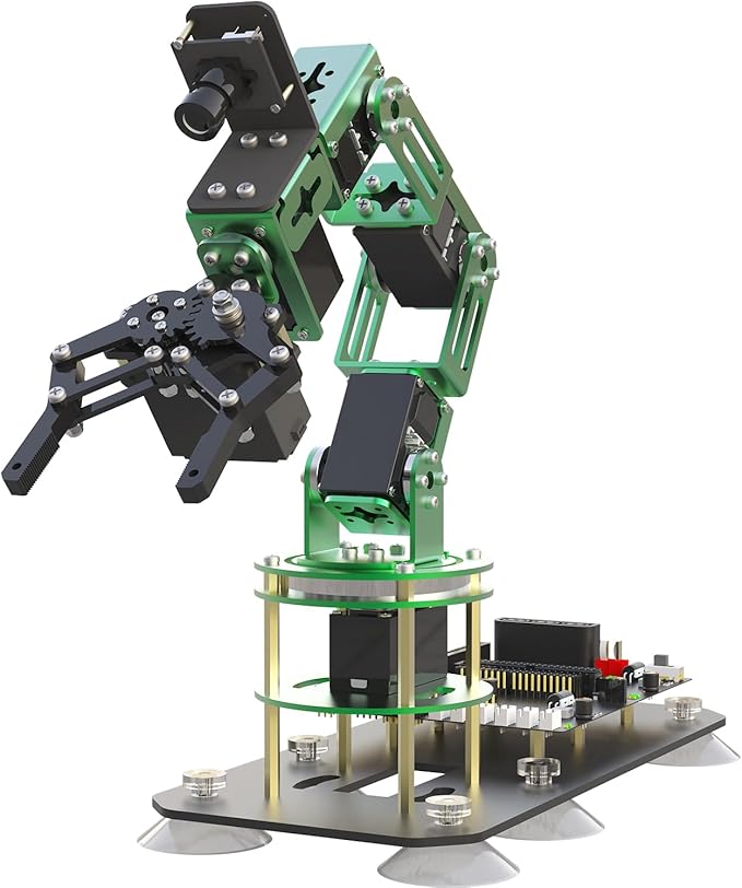 Yahboom Robot Arm Kit 6DOF for Raspberry Pi 5 AI Programmable Electronic DIY Robot Hand Building with Camera for Adults ROS Open Source (RPI-DOFBOT-Pi 5-8GB)