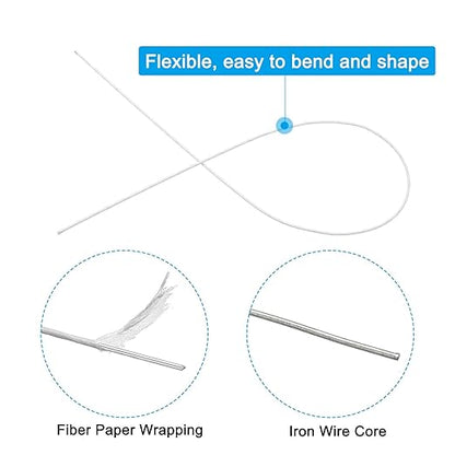 PATIKIL 18 Gauge 16" Floral Stem Wire, 100 Pcs Paper Wrapped Iron Artificial Flower Stem Accessories for DIY Bouquet Stem and Craft Decoration, White