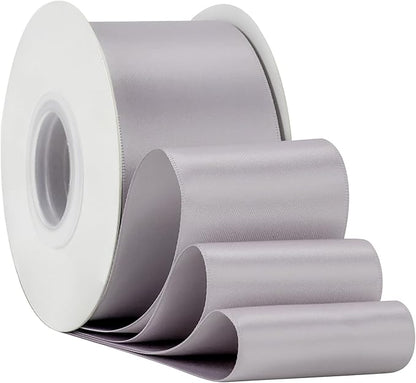 HUIHUANG Dusty Purple Ribbon 2 inch Wide Double-Faced Pastel Lilac Satin Silk Ribbon for Flower Bouquet Wrap, Gift Wrapping,Wedding Decor, Home Decor, Crafts and Bows Making- 25 Yards/Roll
