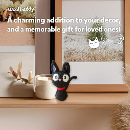 Woolbuddy Needle Felting Kit for Beginners & Adults – DIY Black Cat Animal Craft Kit – Complete Starter Kit with Wool, Needles & Step-by-Step Instructions