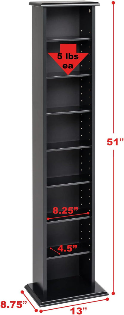 Prepac Narrow Cabinet Media Storage, 13" Wide, Black