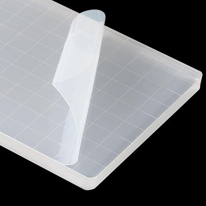 PATIKIL 5" x 3.5" Acrylic Stamp Block, Clear Stamping Block with Grid Lines Decorative Mounting Blocks Square for Scrapbooking DIY Crafts Card Making