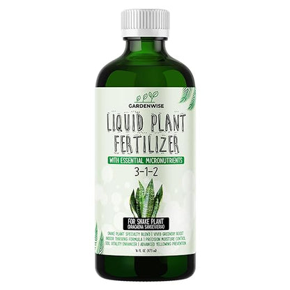 3-1-2 Liquid Fertilizer Concentrate with Micronutrients - Ideal Snake Plant Food for Sansevieria (Dracaena trifasciata), Indoor Plant Care (32 OZ)