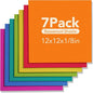 ROBOTIME 7-Pack Double-Sided Colored 1/8" Plywood Sheets - 12 x 12 x 1/8 Inch - Roller-Coated Solid Color 3mm Craft Wood Sheets for Laser Cutting - Assorted Colors - WB124