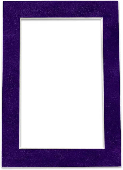 Pack of 25 Acid Free 8x10 Mats Bevel Cut for 5.5x8.5 Photos - Purple Crocus Suede Precut Matboards With Backing Boards and Clear Photo Mat Bags For Pictures, Photos, Framing - 4-ply Thickness