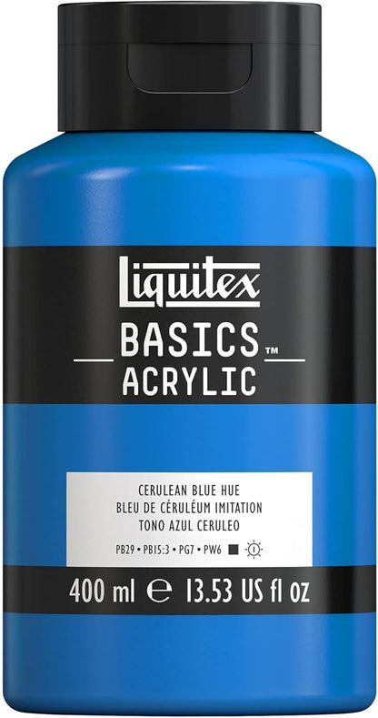 Liquitex BASICS Acrylic Paint, 400ml (13.5-oz) Bottle, Cerulean Blue Hue