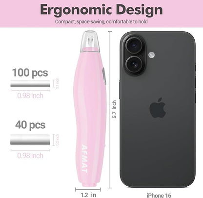 AFMAT EE04PK Electric Eraser, with 140 Eraser Refills, Rechargeable Pencil Erasers for Artists, Electric Erasers for Drafting, Drawing, Painting, Sketching, Architectural Plans, Detailer Tool-Pink