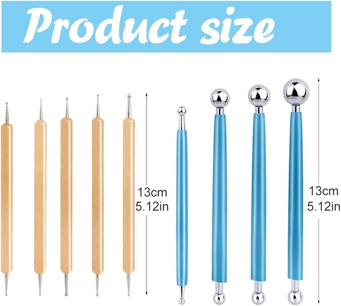 9 PCS Dotting Tools Ball Styluses with Box, Pen Dotting Tools Set for Rock Painting, Pottery Clay Modeling Embossing Nail Art