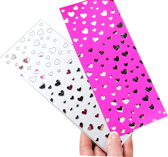 Mvchifay Cutting Dies Happy Birthday Metal Stencils Scrapbooking Tool DIY Emboss Paper Card Making (Heart Hollow frame-89x211mm)