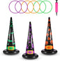 Halloween Ring Toss Game Set, 5Pcs Inflatable Witch Hats with 10Pcs Colorful Plastic Rings and Air Pump for Halloween Party Games Super Fun Indoor Outdoor Party Supplies