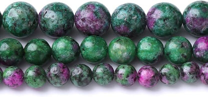 32PCS 12MM Natural Epidote Zoisite Stone Beads Round Loose Stone Beads for Jewelry Making DIY Energy Stone Healing Power Bracelet 15"