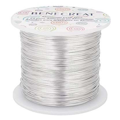 BENECREAT 22 Gauge Silver Aluminum Wire 850FT Decor Jewelry Craft Wire Beading Floral Aluminum Craft Wire for Gem Wrapping, Model Jewelry Making