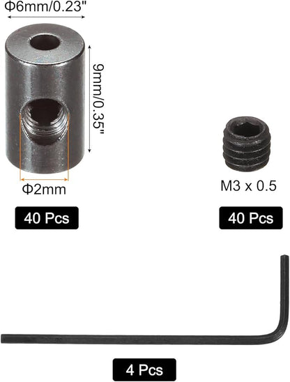MECCANIXITY 40 Pcs Metal Locking Pin Backs, Locking Pin Keepers Clasp 9mm(H) with 4 Wrench Replacement in Storage Case for Badge, Brooch, Black Tone