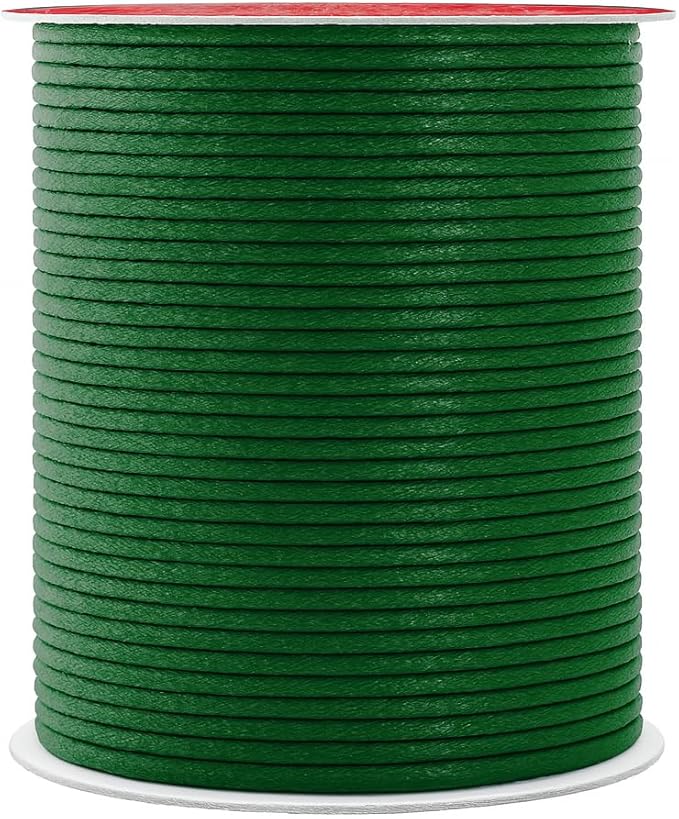 Mandala Crafts 2mm 109 Yards Evergreen Cotton Waxed Cord for Jewelry Making Bracelet Cord Waxed String - Beading String Thread Jewelry Cords for Necklaces String