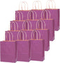 qiqee 60 pcs Kraft Bags with Handles 7.6"x4.75"x10.5" Medium Gift Paper Bag Purple Solid Color Bags